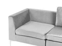 EVJA 4 personers Hjørnesofa modul Højrevendt Grå Velour med fodskammel