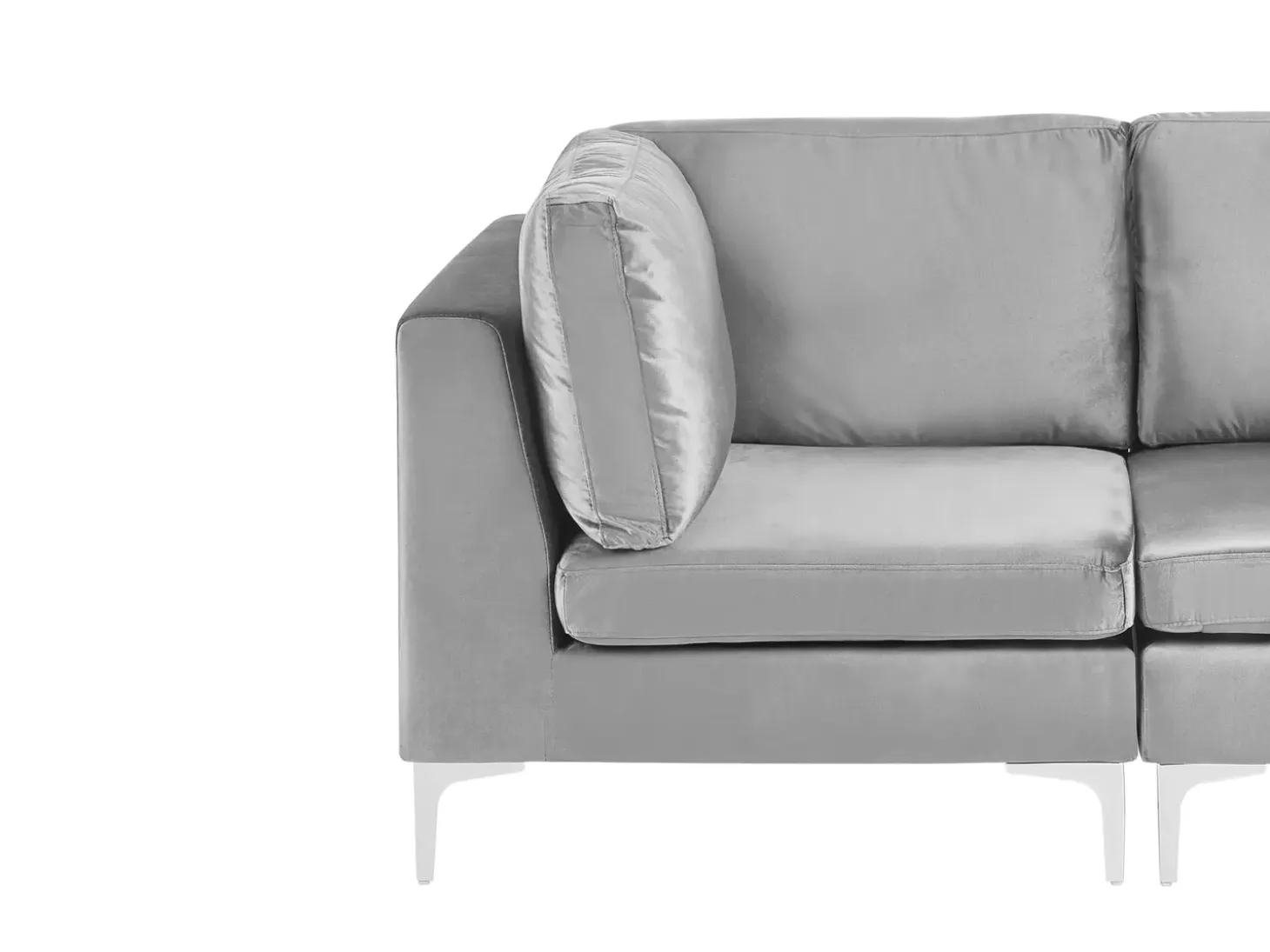 EVJA 4 personers Hjørnesofa modul Højrevendt Grå Velour med fodskammel