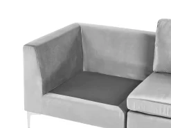 EVJA 4 personers Hjørnesofa modul Højrevendt Grå Velour med fodskammel
