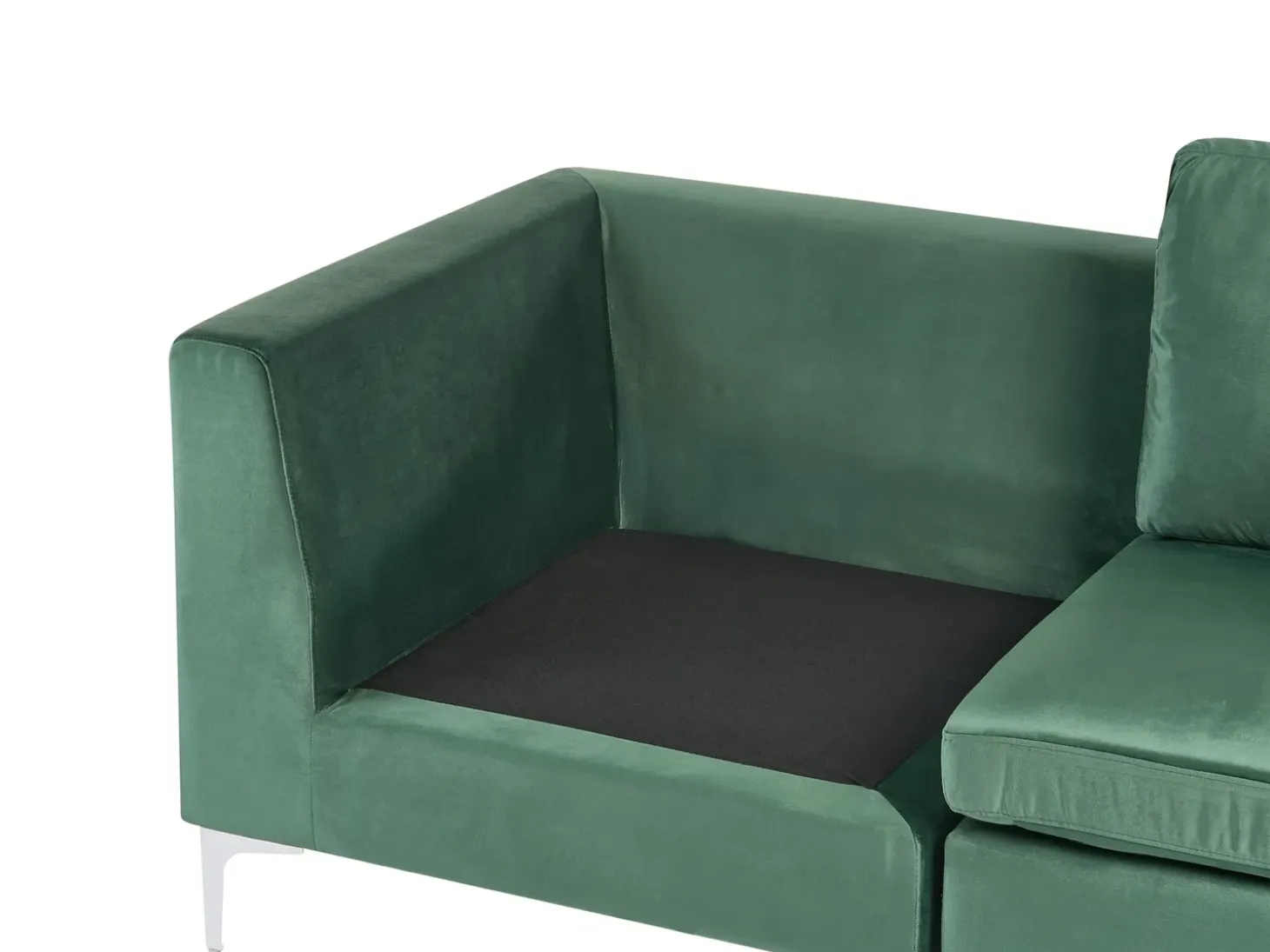 EVJA 4 personers Hjørnesofa modul Venstrevendt Grøn Velour med fodskammel