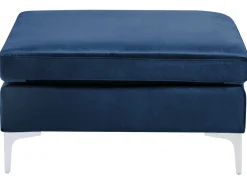 EVJA 4 personers Hjørnesofa modul Venstrevendt Navy Blå Velour med fodskammel