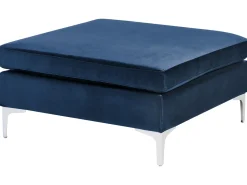 EVJA 4 personers Hjørnesofa modul Venstrevendt Navy Blå Velour med fodskammel