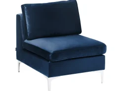 EVJA 4 personers Hjørnesofa modul Venstrevendt Navy Blå Velour med fodskammel