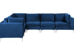 EVJA 6 personers Hjørnesofa modul Højrevendt Navy Blå Velour