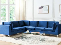 EVJA 6 personers Hjørnesofa modul Højrevendt Navy Blå Velour