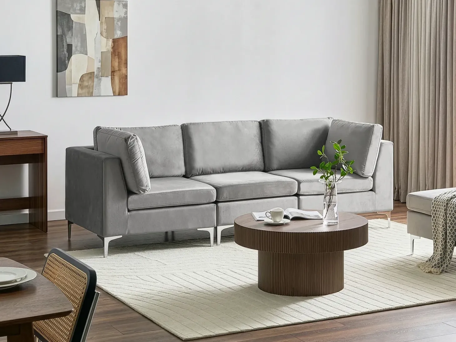 EVJA 3 personers Modulsofa Grå Velour