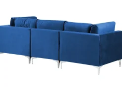 EVJA 3 personers Modulsofa Navy Blå Velour med fodskammel
