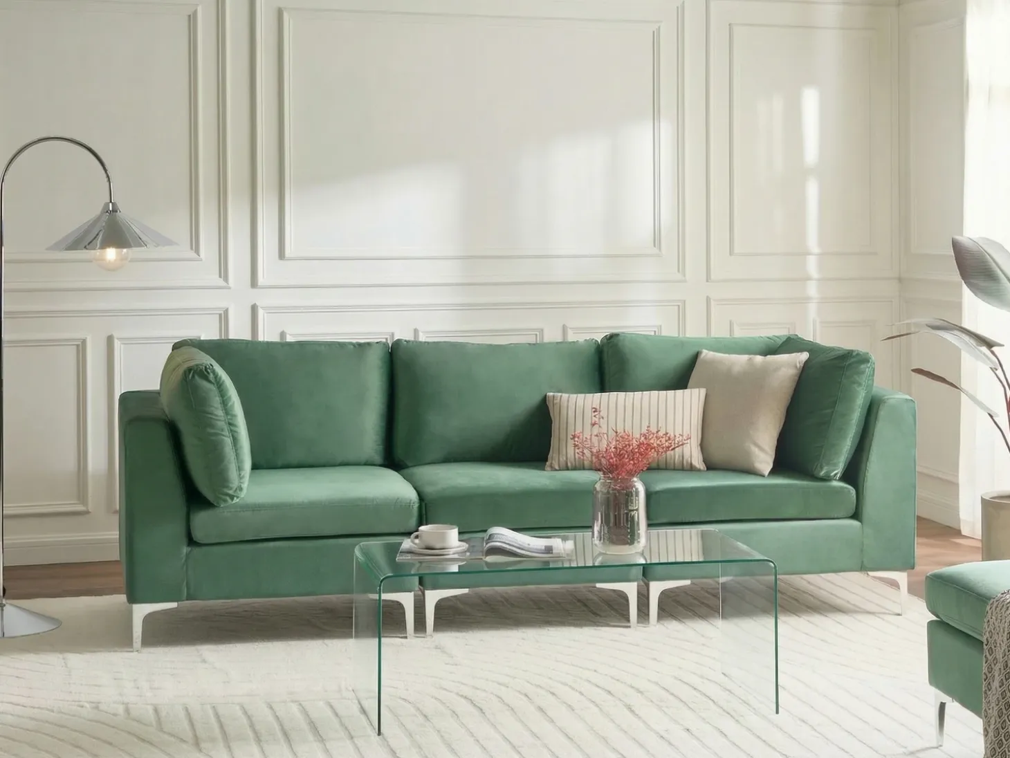EVJA 3 personers Modulsofa Grøn Velour