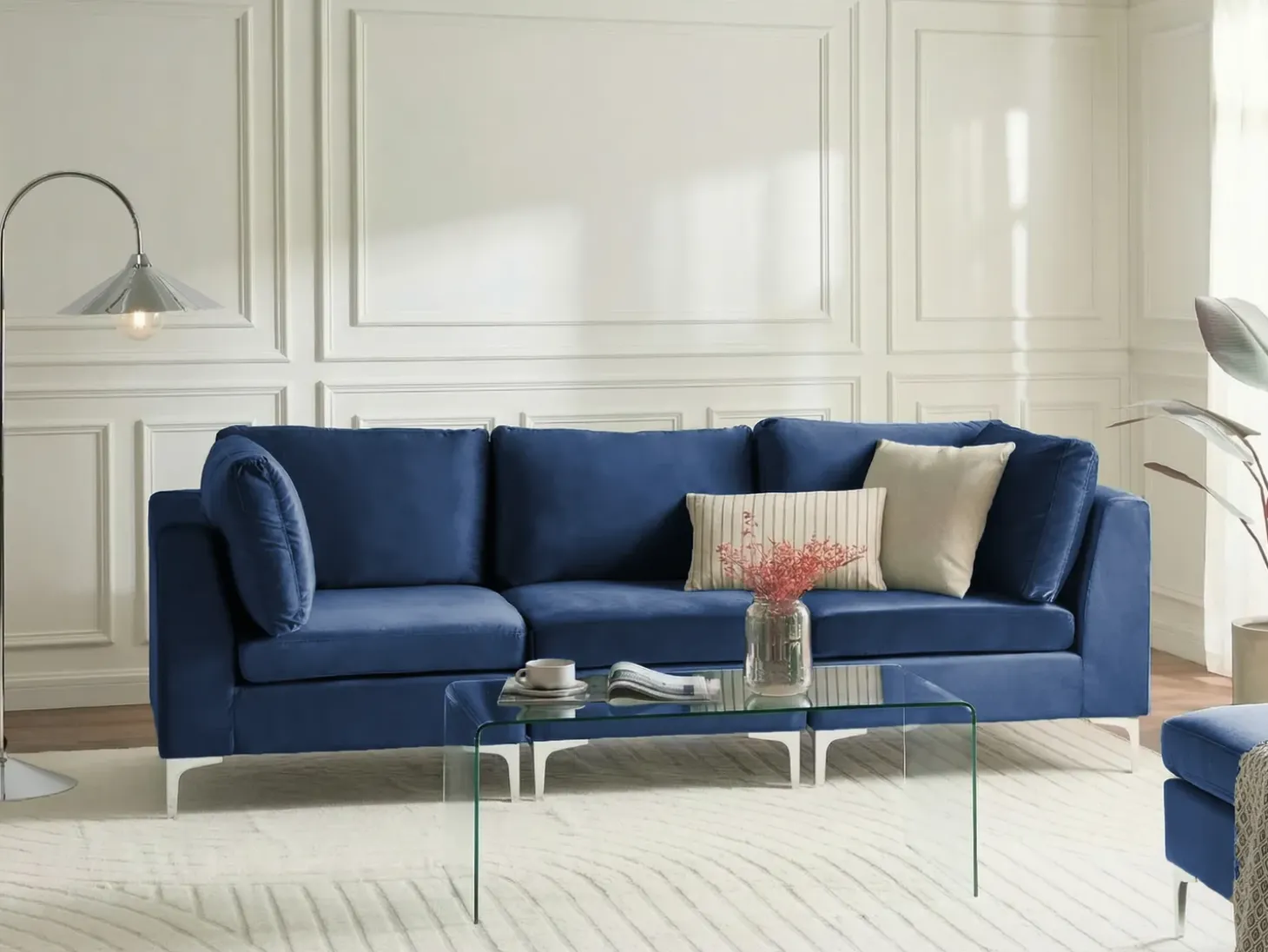 EVJA 3 personers Modulsofa Navy Blå Velour