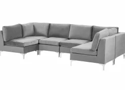 EVJA 6 personers U-formet modulsofa Grå Velour