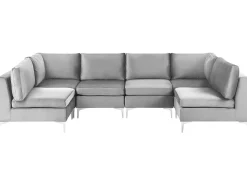 EVJA 6 personers U-formet modulsofa Grå Velour