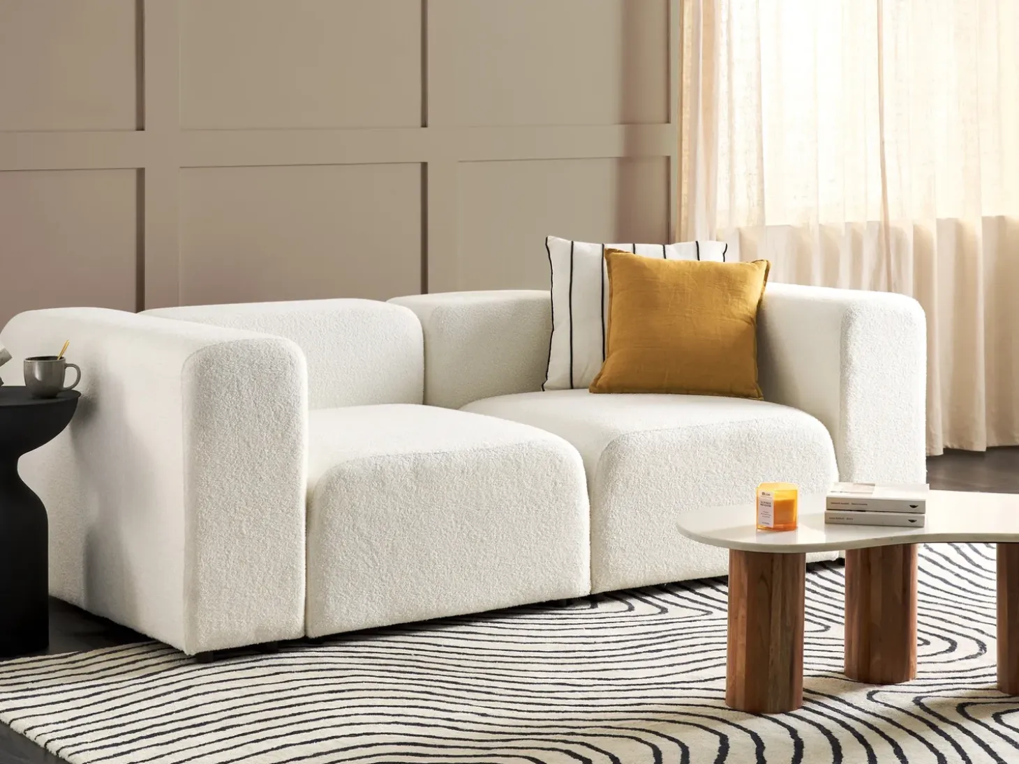 FALSTERBO 2 personers Modulsofa Hvid Boucle