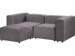 FALSTERBO 2 personers Modulsofa Mørkegrå Velour med fodskammel