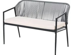 FLERO 4 personers Loungesæt med bord Sort PE-rattan