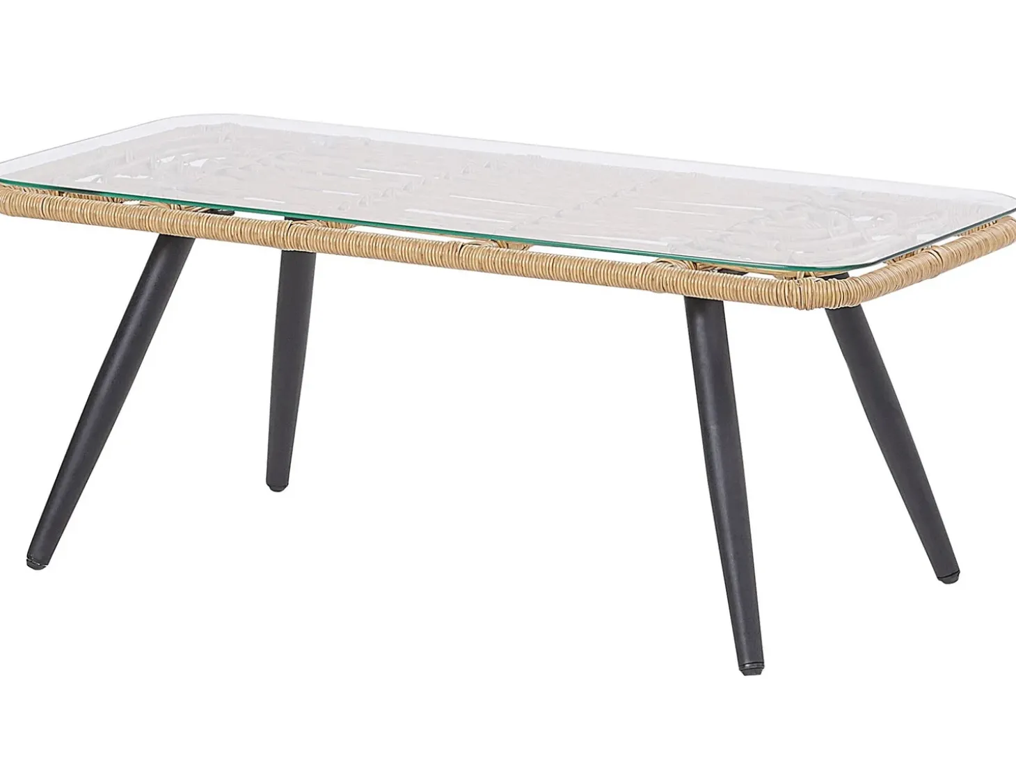 FOBELLO 4 personers Loungesæt med bord Beige PE-rattan