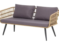 FOBELLO 4 personers Loungesæt med bord Beige PE-rattan
