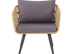 FOBELLO 4 personers Loungesæt med bord Beige PE-rattan