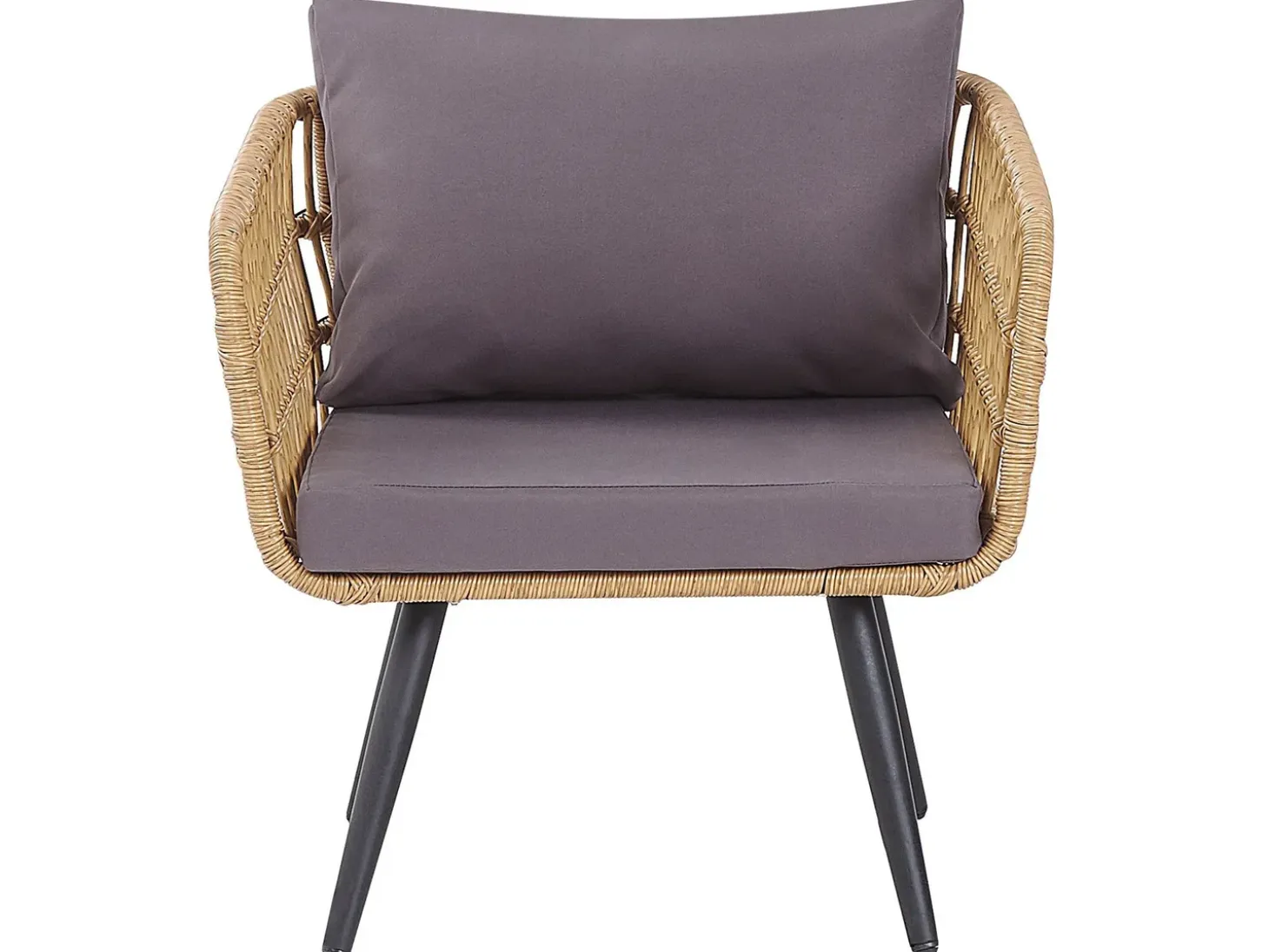 FOBELLO 4 personers Loungesæt med bord Beige PE-rattan
