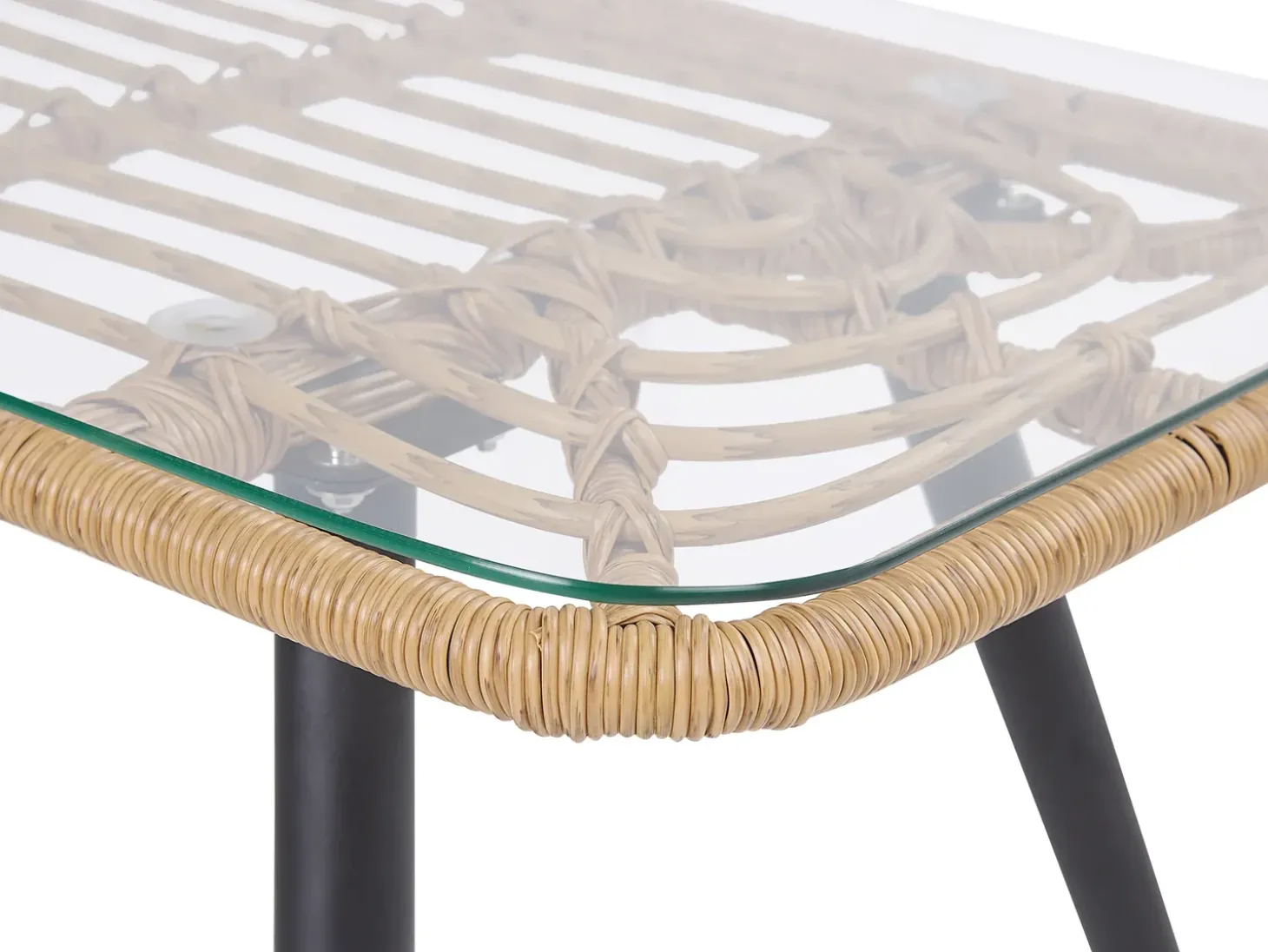 FOBELLO 4 personers Loungesæt med bord Beige PE-rattan