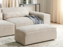 Fodskammel HELLNAR Velour Lys Beige