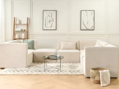 Fodskammel LEMVIG Fløjl Lys Beige