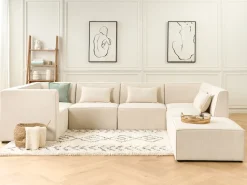 Fodskammel LEMVIG Fløjl Lys Beige