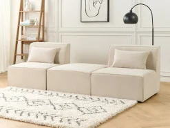 Fodskammel LEMVIG Fløjl Lys Beige