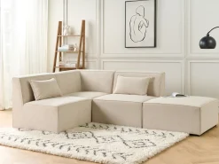 Fodskammel LEMVIG Fløjl Lys Beige