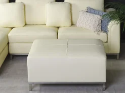 Fodskammel OSLO Ægte læder Lys Beige