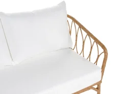 FOLLO 2 personers Havesofa Lysebrun PE-rattan med bænk