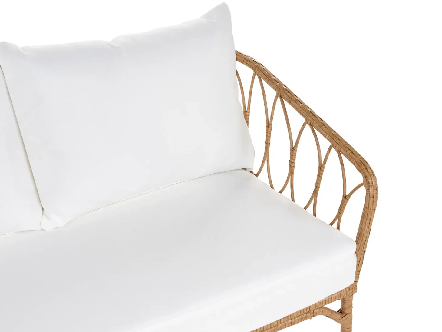 FOLLO 2 personers Havesofa Lysebrun PE-rattan med bænk