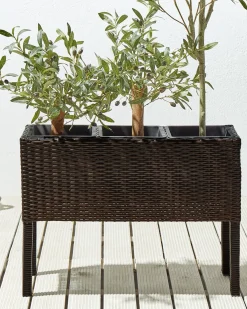Forhøjet plantekrukke CARAGANA 77 cm Mørkebrun PE-rattan