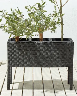 Forhøjet plantekrukke CARAGANA 77 cm Sort PE-rattan