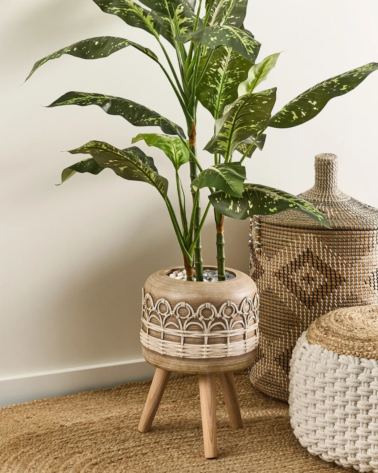 Forhøjet plantekrukke CYRTOMIUM 27 cm Lysebrun
