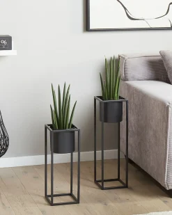 Forhøjet plantekrukke IDRA 15 cm Sort Metal