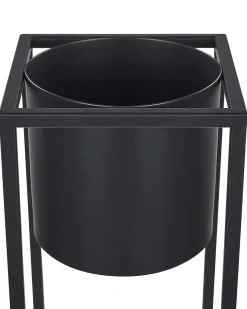 Forhøjet plantekrukke IDRA 15 cm Sort Metal
