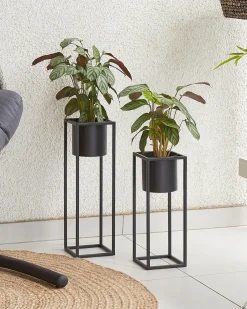 Forhøjet plantekrukke IDRA 15 cm Sort Metal