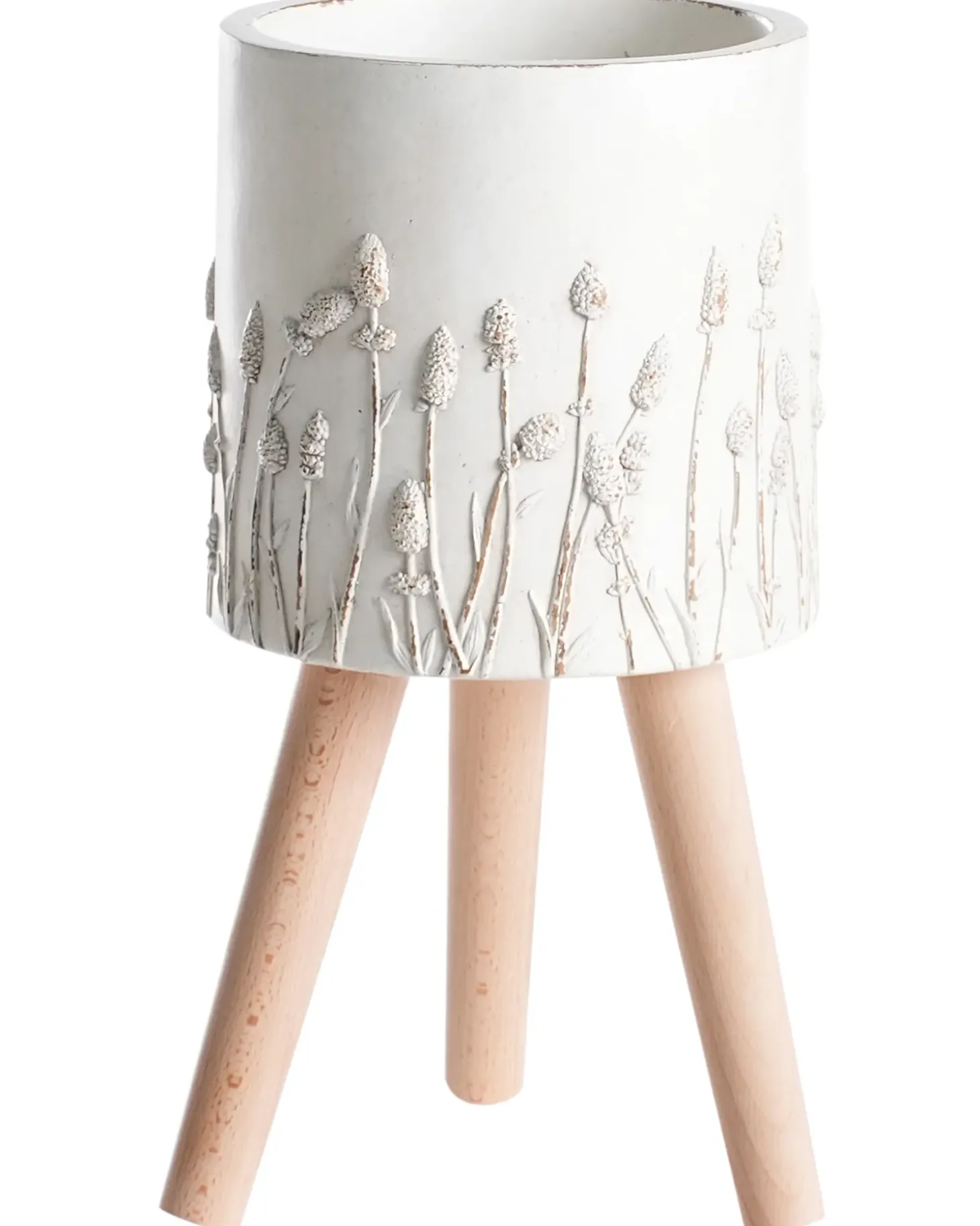 Forhøjet plantekrukke JANINA 24 cm Cremehvid