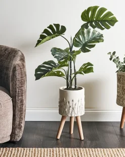Forhøjet plantekrukke JANINA 24 cm Cremehvid
