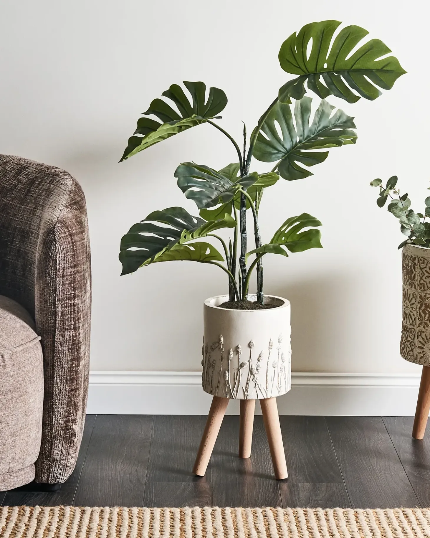 Forhøjet plantekrukke JANINA 24 cm Cremehvid