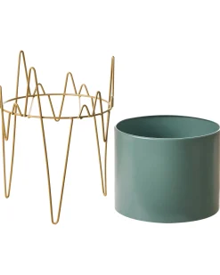 Forhøjet plantekrukke KALANDRA 29 cm Mørkegrøn Metal