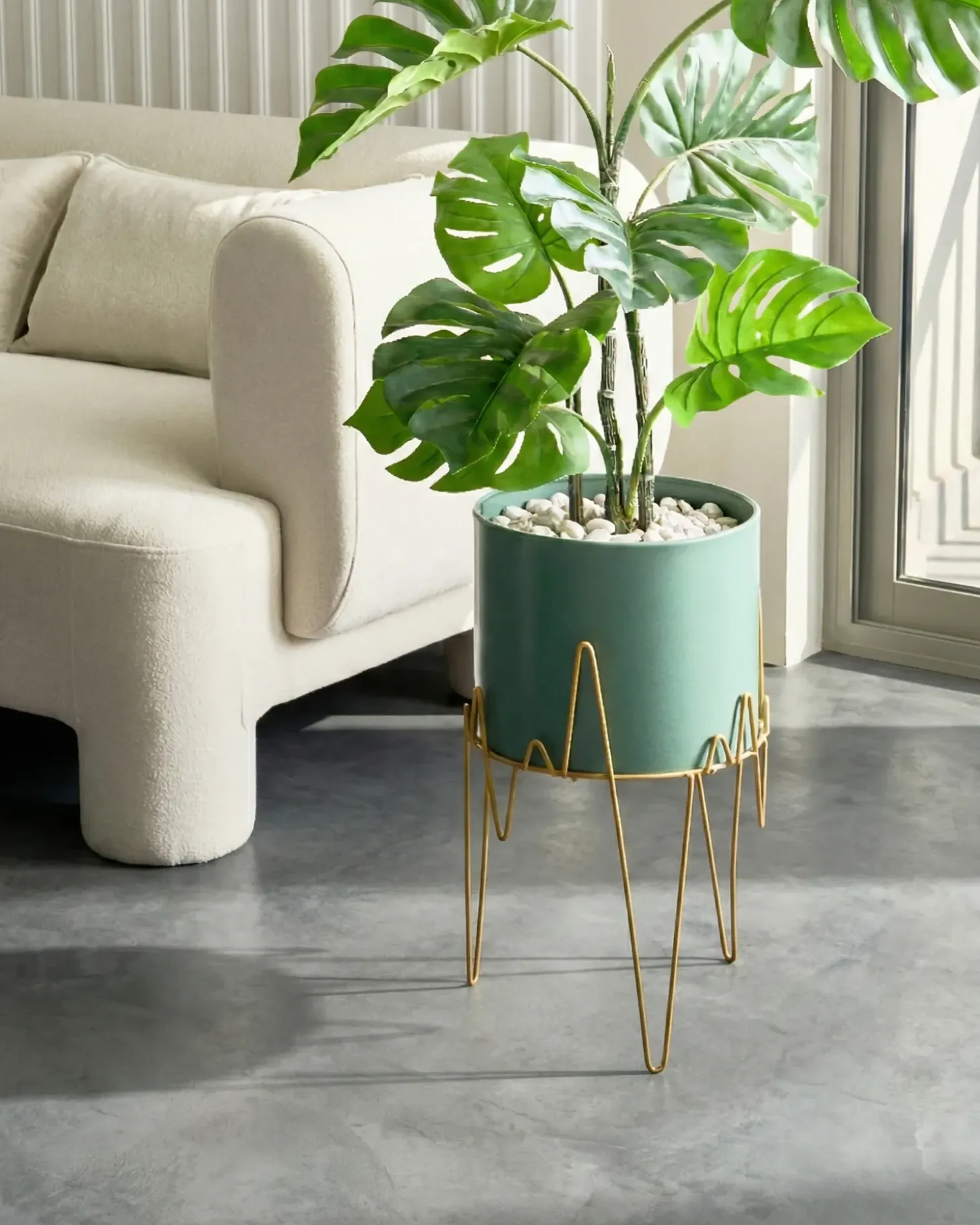 Forhøjet plantekrukke KALANDRA 29 cm Mørkegrøn Metal