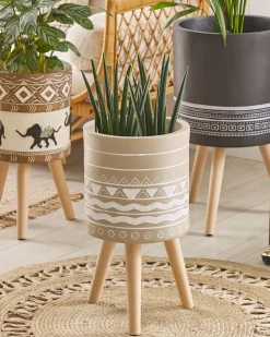 Forhøjet plantekrukke MILINA 30 cm Beige