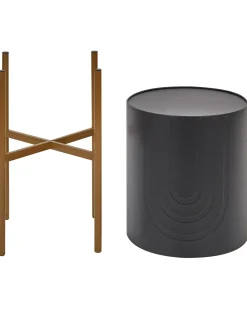 Forhøjet plantekrukke SEROTINA Metal 32 cm Sort