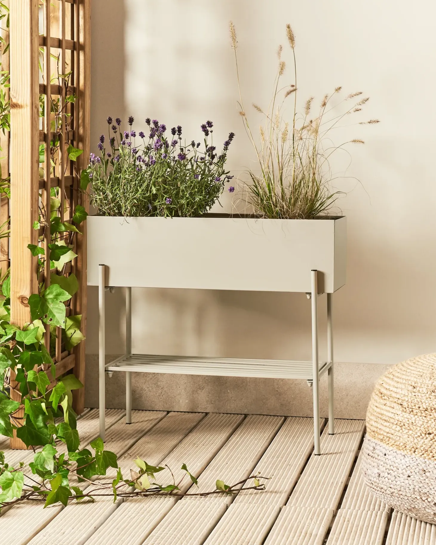 Forhøjet plantekrukke VINCA Metal 70 cm Beige