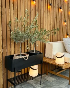 Forhøjet plantekrukke VINCA Metal 70 cm Sort