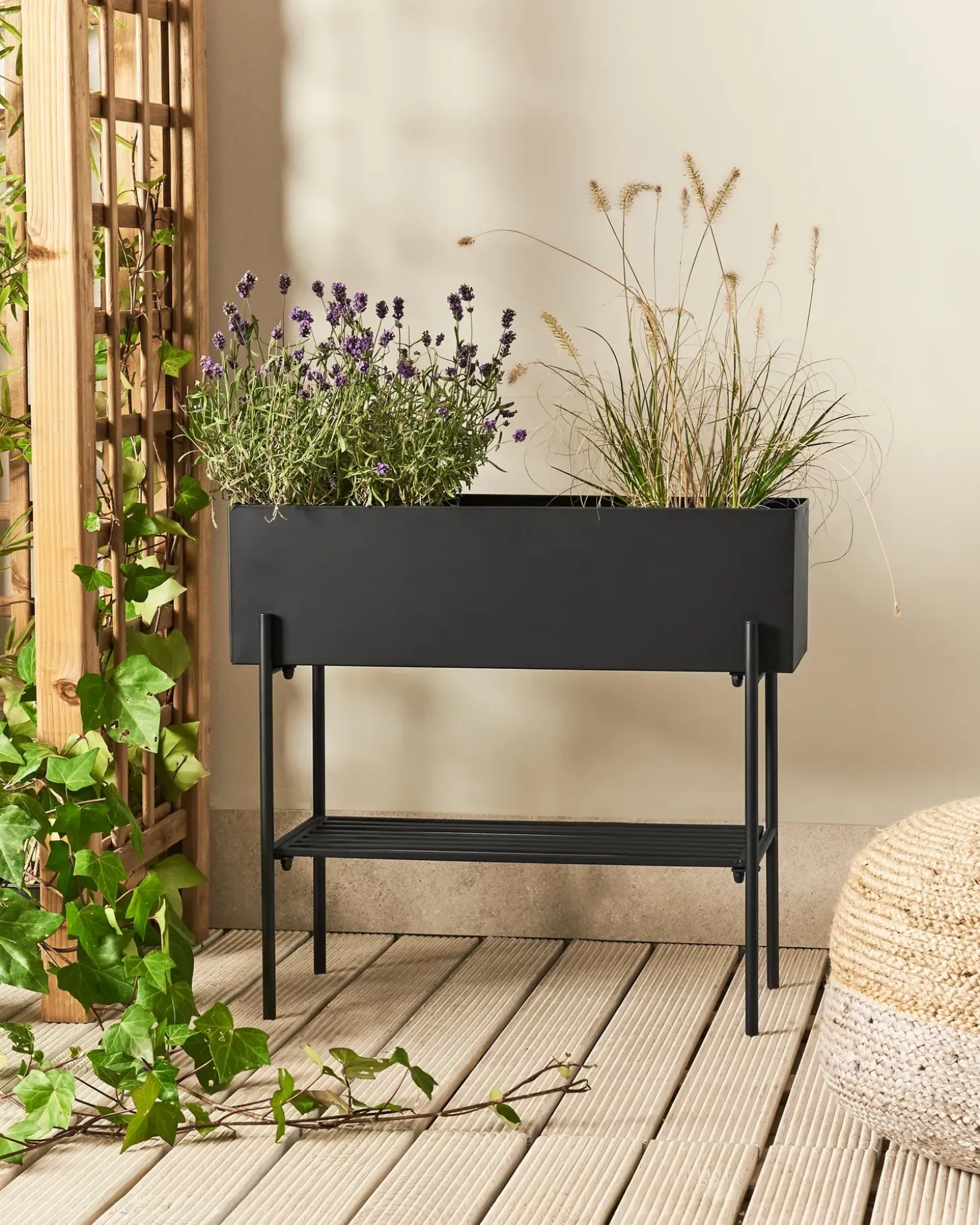 Forhøjet plantekrukke VINCA Metal 70 cm Sort