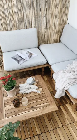 FRASCATI 4 personers Loungesæt med bord Lysegrå Certificeret akacietræ