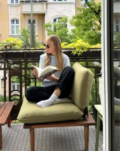 FRASCATI 2 personers Loungesæt med bord Olivengrøn Certificeret akacietræ