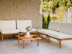 FRASCATI 4 personers Loungesæt med bord Cremehvid Certificeret akacietræ